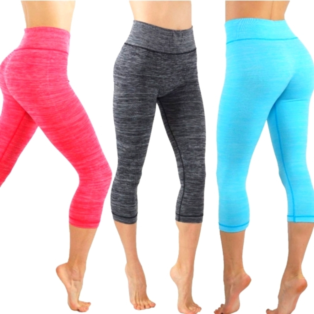 Pink High Waist Capri Athletic Leggings